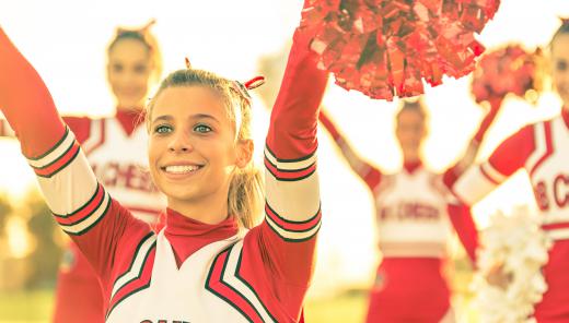 Organized cheerleading may begin in elementary school, and go all the way through college.