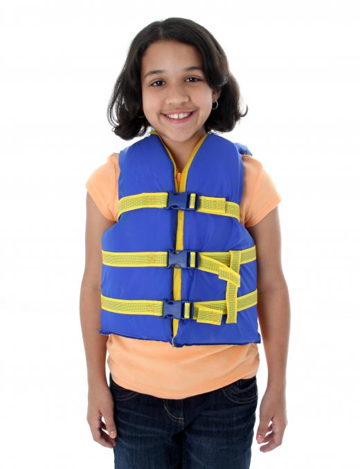 A girl getting ready to go river tubing.