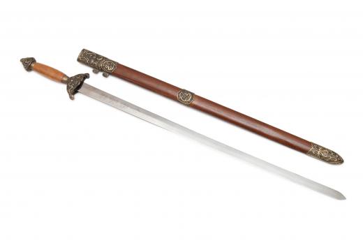 Commonly used weapons in wushu include double-edged swords.