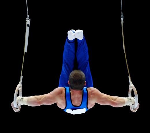 Male gymnasts use rings, which require a lot of upper body strength.