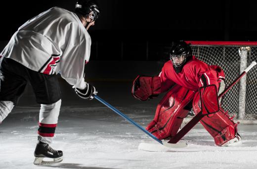 Hockey goaltender use large pads to protect their shins.
