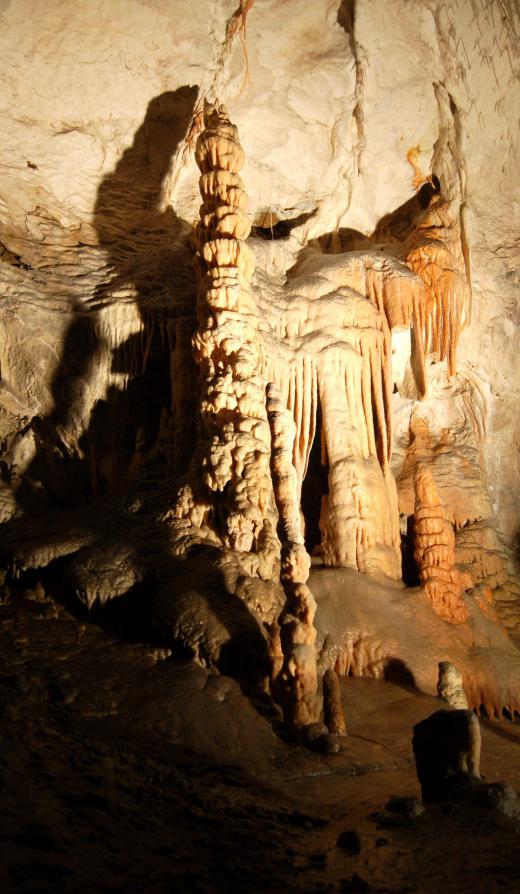 Spelunkers must take care to not touch stalagmites, otherwise they could disrupt the deposition of mineral and halt their growth.