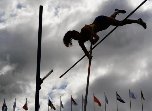 Track and field games may include pole vaulting.