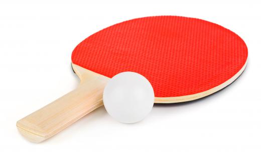 Ping pong racket and ball.