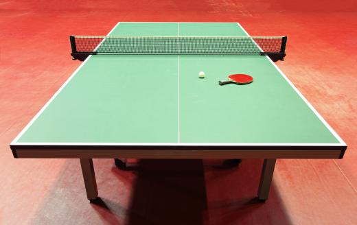 A ping pong table.